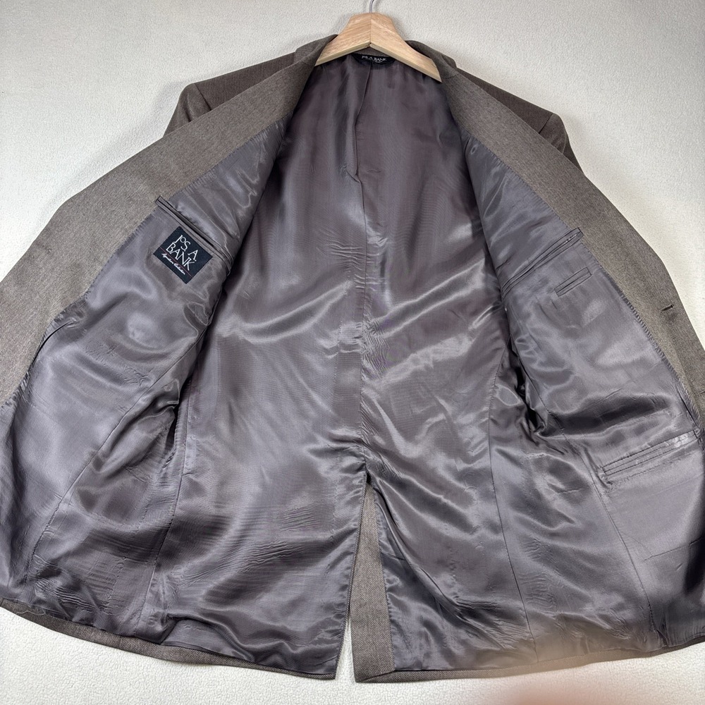 Jos. A. Banks Men's Herringbone Sport Coat Silk/Camel Hair Brown Blazer Size 42R - Picture 2 of 10